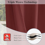 Fcosie Fire Retardant Curtains 54 inches Length (2 Panels, Merlot), 80% Blackout Drapes for Bedroom Living Room, Thermal Insulated Room Darkening Curtain with Antique Bronze Grommet Top, 42" Wx54 L