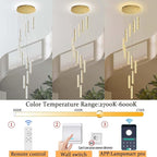 Long Spiral Crystal Chandelier Lighting for Foyer 12-Light Gold Staircase Chandelier High Ceiling Slopped LED Dimmable 2700K-6000K