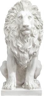 Design Toscano Lion of Florence Sentinel Indoor/Outdoor Animal Statue, 28 Inch Tall, Cast Stone Resin, Antique Stone Finish