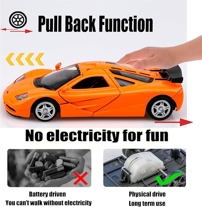 1/36 Scale Mclaren F1 Diecast Cars Models,Pull Back Vehicles Mclaren Toy Cars,Cars Gifts for Boys Girls Orange