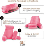 Nestl Reading Pillow Large Bed Pillow, Back Pillow for Sitting in Bed Shredded Memory Foam Chair Pillow, Reading & Bed Rest Pillows Light Pink Back Pillow for Bed, Bed Chair Arm Pillow with Pockets