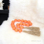 OMISHE Extra Large Wood Bead Garland Orange with 1.6" Diameter Wooden Beads and Tassels, 41" Long Rustic Farmhouse Country Decorative Beads for Home Tiered Tray Decor, Orange