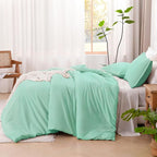 Litanika Comforters Mint Green King Size, 3 Pieces Lightweight Solid Bedding Set & Collections, All Season Fluffy Bed Set (104x90In Comforter & 2 Pillowcases)