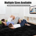 Shag Area Rug for Bedroom 4x6,Black Fluffy Area Rugs for Living Room,Soft Fuzzy Rug Non-Shedding Indoor Plush Carpet for Kids Bedroom Nursery Dorm Home Decor