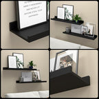 Long Floating Shelves, 2 Set Modern Black Wall Shelf for Bedroom, Nursery Book Shelf with Lip, Picture Ledge Shelf for Living Room Bathroom Kitchen - Black,23.6 In