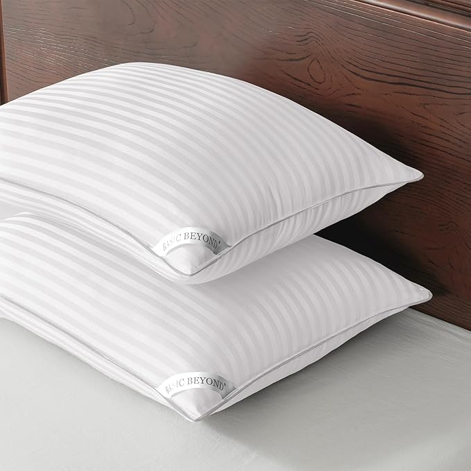 Basic Beyond Standard Pillows Set of 2 - Down Alternative Pillows for Sleeping, Soft 20 x 26 Inches Pillows Standard Size Set of 2 for Back, Stomach or Side Sleepers