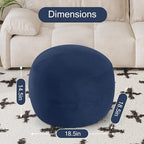 MeMoreCool Round Stuffed Pouf Ottoman Foot Rest, Floor Pouf Foot Stool with Soft Foam Chunk Filling, Small Round Ottoman Footstool Circle Footrest for Living Room, Navy