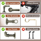 Industrial Curtain Rods 18 to 45 in,Blackout Curtain Rod,Adjustable Length,1 in Diameter Pipe,Wall or Ceiling Mounted,for Bedroom and Living Room (Antique Silver 18” to 45”)
