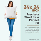 Pillowflex Synthetic Down Alternative Pillow Inserts for Shams - Comfy Pillows for Sleeping, Perfect Pillow & Best Sleeping Pillows, Handmade Down Alternative Throw Pillow Inserts - (24x24 Set of 2)