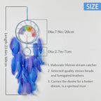7 Chakras Dream Catchers Tree of Life Dream Catcher Blue Purple Feather Dreamcatcher Wall Decor with Rainbow Healing Crystal Stone Wall Art Hanging for Bedroom Home Decor Bless Gift Wedding Party