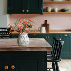 Vintage Flower Vase, Chinoiserie Floral Ceramic Vase for Home Decor, Green and White Decorative Vases for Centerpiece Table Decorations, Vases for Living Room Kitchen Entryway Mantle Shelf Decor Vase