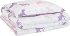 Amazon Basics Soft Easy-Wash Microfiber Kid's 2 Pieces Comforter and Pillow Sham Set, Animal Printed, Twin, Purple Unicorns