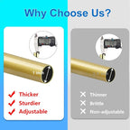 Curtain Rods for Windows 16 to 240 Inches Adjustable Length 1 Inch Diameter Window Curtain Rod with Aluminium Finials, Flash Gold