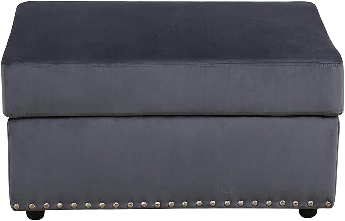 Ottoman Rectangular Storage Ottoman Bench, Flannel Footrest Stool Footstool with Lid for Living Room, Bedroom, Entryway, Brown, 33.5"x25.5"x18"