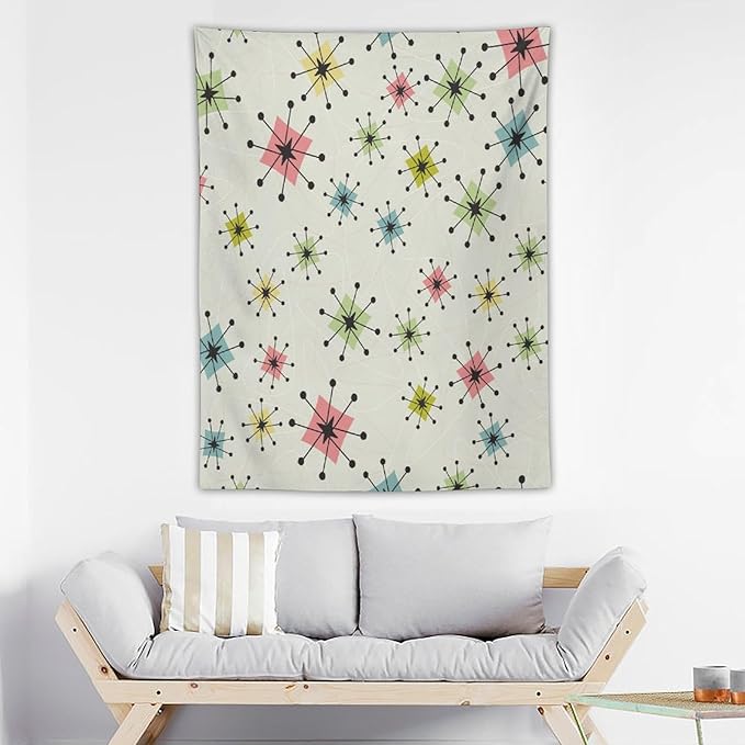 ICMOLYYENLO Abstract Cat Tapestry, Medieval Abstract Atomic Star Cat Vintage Home Wall Hanging Art Tapestry for Bedroom Living Room Dormitory 30x40 Inch