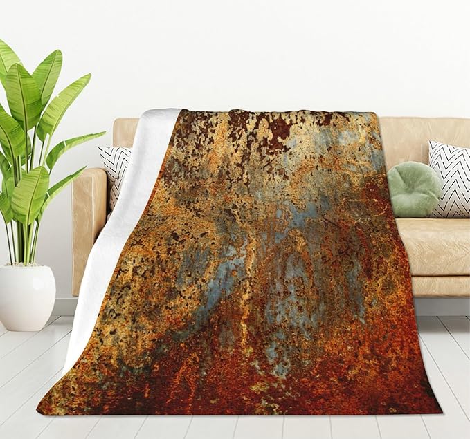 HGOD DESIGNS Brown Rust Colorful Metal Rusty Steel Iron Structure Blanket Throw Blanket Soft Comfortable for Sofa Chair Bed Office 40" x50