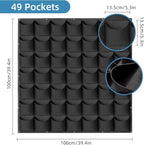 49 Pockets Hanging Planter Bags, Hanging Vertical Wall Mounted Plant Planting Grow Bags, Herb Garden Planter Outdoor Indoor Growing Bag, Gardening Vertical Greening Flower Container(1m×1m, Black)