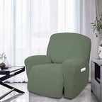 Easy-Going 4 Pieces Oversized Recliner Stretch Sofa Slipcover Sofa Cover Furniture Protector Couch Soft with Elastic Bottom Polyester Spandex Jacquard Fabric Small Checks Greyish Green, X-Large
