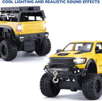 Pickup Truck Toy 1/24 Diecast Trucks Mammoth Model Car Kits,Metal Toy Truck Suitable for Kids and Car Collection,Pull Back Cars with Light and Sound,Trucks for Kids Ages 4-8（Yellow）