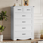 Tall 6-Drawer Dresser for Bedroom, Modern Wooden Chest of Drawers with Metal Handles, Anti-Tipping Design, Sturdy and Stable Storage Organizer for Living Room, Entryway, Home Office