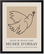 Poster Master Vintage Poster - Retro Minimalist Print - Gift for Artist, Friend - Dove Of Peace, Line Drawing, Sketch, Abstract - Wall Decor for Living Room, Bedroom, 8x10 Black Framed