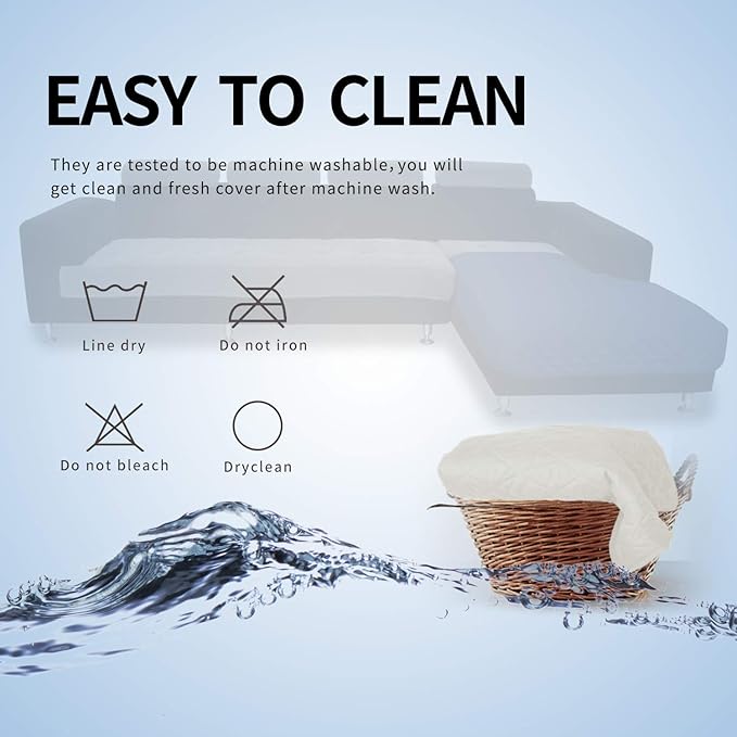 Easy-Going Sectional Couch Covers for Dogs L Shape Sofa Cover Reversible Sofa Slipcover Chaise Lounge Cover Furniture Protector Cover for Pets Dog Cat (42 x 52inches, Ivory/Ivory)