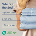Queen Size 4 Piece Sheet Set - Comfy Breathable & Cooling Bed Sheets Set - Hotel Luxury Bedding for Women, Men, Kids, Teens, Boys & Girls - Deep Pockets, Ultra-Soft, Wrinkle Free - Oeko-Tex - Sky Blue