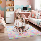 Rainbow Rug for Girls Bedroom: Fluffy Plush Rugs for Kids Room - Rainbow Fuzzy Carpet for Living Room (6x9 Feet)