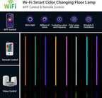 EDISHINE RGBW LED Corner Floor Lamp with Smart App & Remote Control, Dimmable Light Compatible with Alexa, Google Home, Minimalist Stick Tall Lamp for Living Room, Bedroom, (Black)