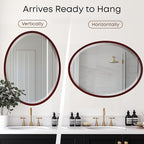 OVALCREST - Oval Wooden Beveled Wall Mirror for Home Decor, Bathroom, Vanity, Bedroom, Living Room, Hallway - London Style (Black Cherry) 25.1 x 37.1