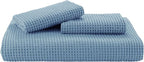 Bedsure Cotton Duvet Cover Queen - 100% Cotton Waffle Weave Grey Blue Duvet Cover Queen Size, GentleSoft™ and Breathable Bedding Set for All Season, 3 Pieces, 90"x90"