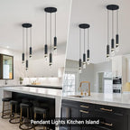 Modern Dimmable Led Pendant Lights Kitchen Island, Ideal for Living Room, Bedroom,Sink 18w LED Crystal Energy-Saving Hanging Lamp for Cozy Lighting (Black 3 Light)
