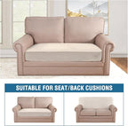 H.VERSAILTEX Velvet Stretch Individual Couch Cushion Cover Plush Slipcover for Loveseat Sofa Furniture Protector Seat Cover (1 Piece Loveseat Cushion Cover, Ivory)