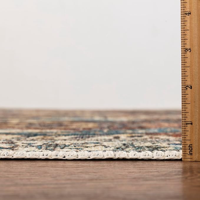 Keen Home Design 2x12 Rug - Machine Washable Runner with Non-Slip Backing, Ideal for Hallway, Entryway, Kitchen, Laundry Room - Vintage, Easy Clean, Durable, Low Pile Rug - (2'6" x 12')