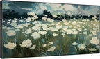 SIGNWIN 30"x60" Extra Large Framed Wall Art White Wildflower Field in Impressionist Style, Soft Floral Landscape for Home Living Room Bedroom Decor (Frame Assembly Required)