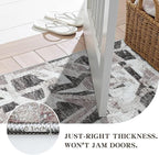 Modern Abstract Door Mat Indoor Entrance 2X3 Front Porch Area Rug Washable, Non-Slip Small Grey Rugs for Entryway Bathroom Ultra-Thin, Throw Carpet for Kitchen Bedroom Nursery Kids Print Faux Wool