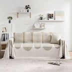 Couch Cover Boho for Dogs Washable Mocha Couch Covers for 2 Cushion Couch, Chenille Sectional Couch Covers L Shape Sofa Cover, Furniture Protector for Kids, Pets, Mocha 71" X134"