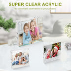 4x4 Acrylic Picture Frame 10 Pack, Clear Picture Frames Double Sided Magnetic Acrylic Frames Freestanding Photo Block Frame Desktop Display Floating Frameless Frame Stand