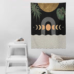 Abstract Boho Tapestry, Mid Century Tropical Tree Leaves Modern Geometric Arch Bohemian Botanical Tapestry, Home Aesthetic Wall Hanging Art Decor for Living Room Bedroom Dormitory 40x60 Inch