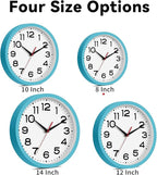 Wall Clock Silent Non-Ticking Modern Clock Battery Operated 8 Inch Small Classic Analog Decorative for Kitchen, Living Room, Office, Bedroom, Bathroom (Blue)