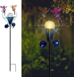 VCUTEKA Solar Lights Outdoor Metal Garden Stake Waterproof Crackle Glass Globe Garden Decor Fairy for Pathway, Lawn, Patio, Yard