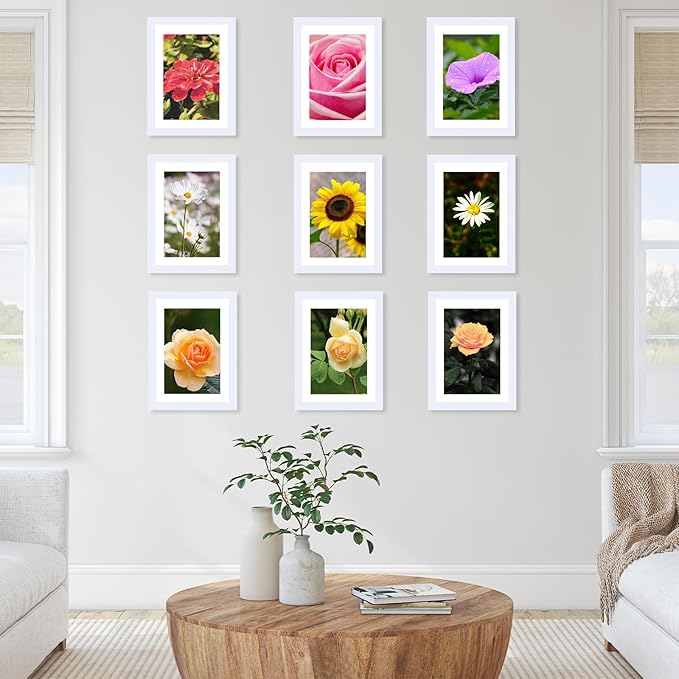 12 Packs 5x7 Picture Frames Bulk, Display 4x6 with Mat or 5x7 Without Mat, White Gallery Frame Set, 5 by 7 Frames Bulk Set of 12, Collage Wall Decor Photo Frame Set for Wall and Tabletop, White