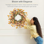 Artgar Fall Wreath, Fall Wreaths for Front Door, 24 in Fall Decor Floral Wreath, Door Wreaths for Front Door Outside All Season for Thanksgiving Home Indoor Outdoor Wall Decor (Red Orange Yellow)