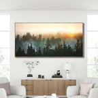 Large Artwork Foggy Forest Canvas Wall Art Landscape Mountain Painting Wall Art for Bedroom Living Room Kitchen Office Framed Wall Art 30x60 Inch