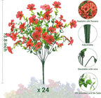 24 Bundles Artificial Flowers for Outdoors & Indoors – UV Resistant Faux Plastic Plants for Garden, Patio, Porch, Window Box, Home Decor – Lush & Vibrant Fake Flowers, Orange