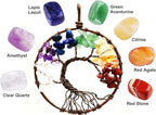 Urdeoms Tree of Life Dream Catchers for Bedroom Adult Brown Boho Dream Catcher Wall Decor for Girls Chakra Crystal Healing Stones Hanging Ornament Room Decoration 18" Length(NO.12)