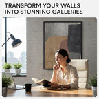 Homeforia 22x28 Poster Frame Black, High End Oak Wooden Picture Frame 22x28 with Mat 18x24, Tempered Glass, Wall Hook Included, Set of 1