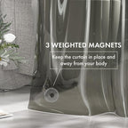 AmazerBath Transparent Black Shower Curtain Liner, 72x72 Shower Liner, Lightweight Plastic Shower Curtain Liners, Cute Waterproof Shower Liner for Bathroom with 3 Magnets and 12 Grommet Holes