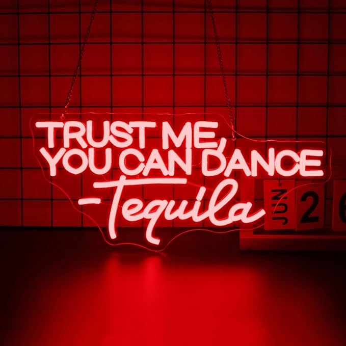Neon Sign, Trust Me You Can Dance Neon Signs for Wall Decor Neon Red LED Signs Room Neon Light Up Signs Home Decor for Business Bedroom Club Party Bars Shop USB Operated
