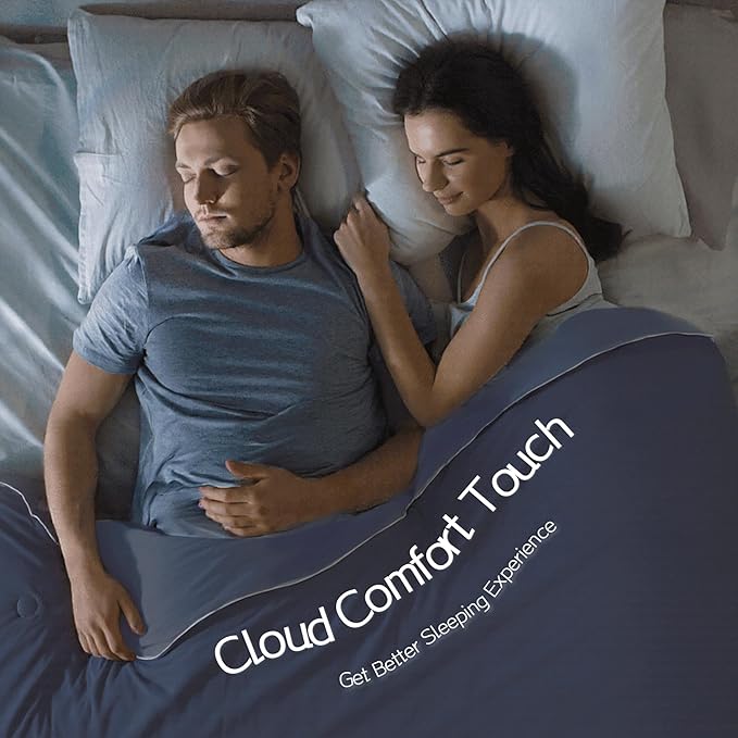 Twin Cooling Comforter with Tencel™ Fill for Hot Sleepers & Night Sweats - Lightweight, Breathable, Double-Sided Cold Blanket All Season Thin Bedding (Blue, Twin XL 68"x 90")